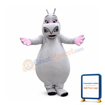 Lovely Cartoon Grey Hippo Mascot Costume
