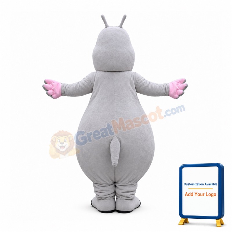 Lovely Cartoon Grey Hippo Mascot Costume