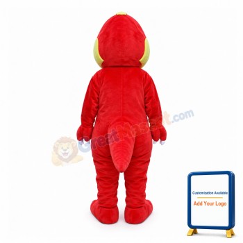 Toothy Red Dinosaur Cartoon Mascot Costume