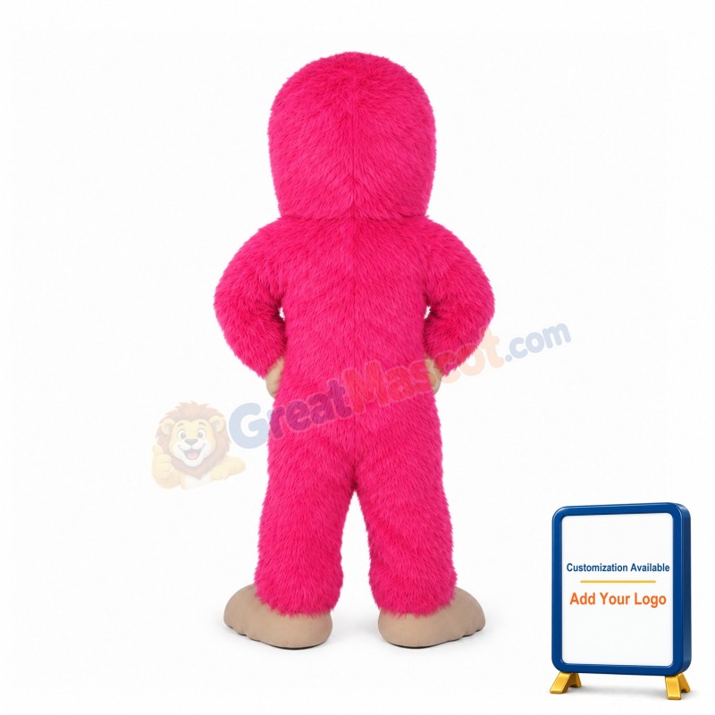 Rose Red Orangutan Long Wool Mascot Costume