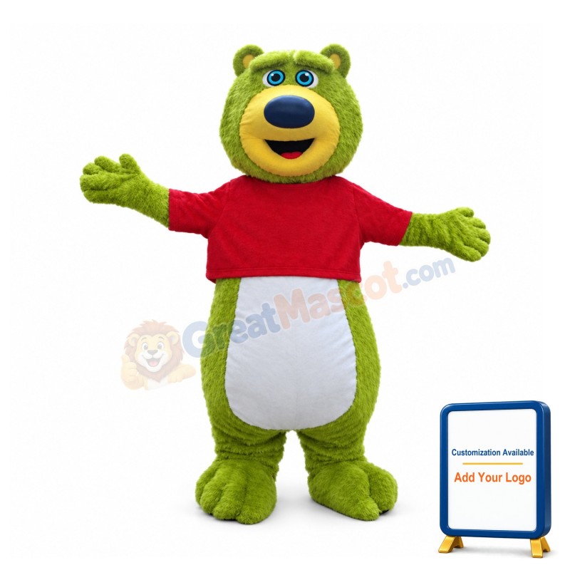 Green Teddy Bear Mascot Costume