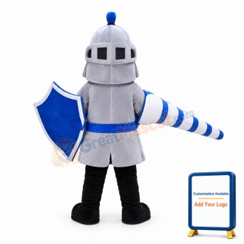 Happy Silver Knight Mascot Costume