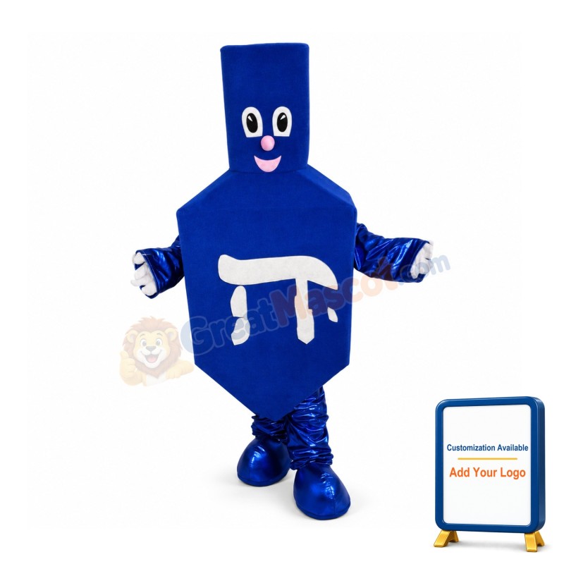 Deluxe Blue Dreidel Cartoon Mascot Costume 