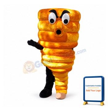 Angry Golden Tornado Cartoon Mascot Costume