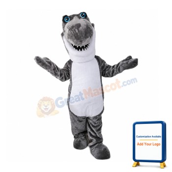 Happy Grey Shark Mascot Costume