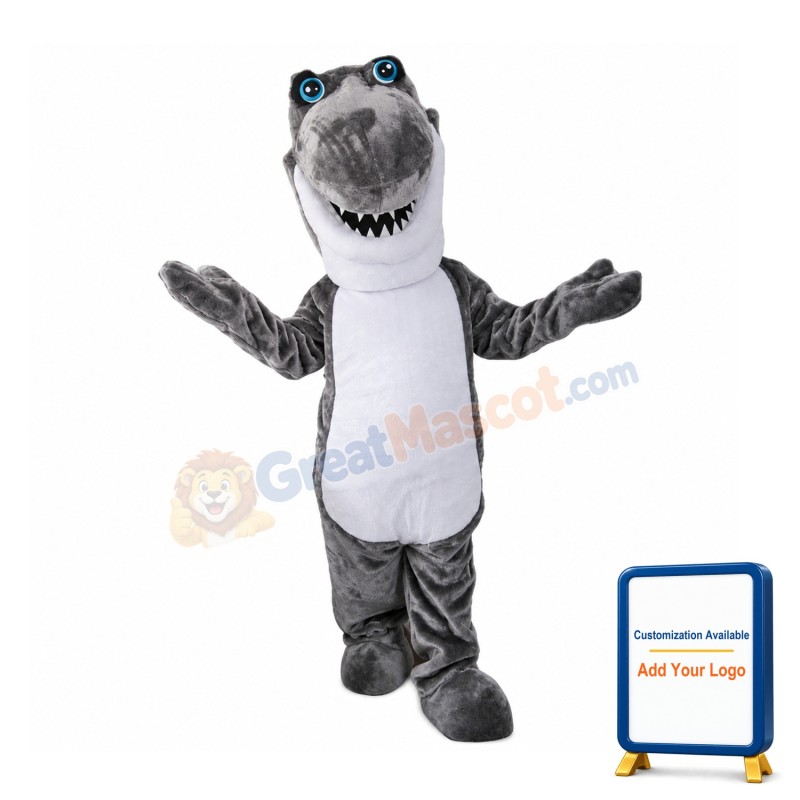Happy Grey Shark Mascot Costume