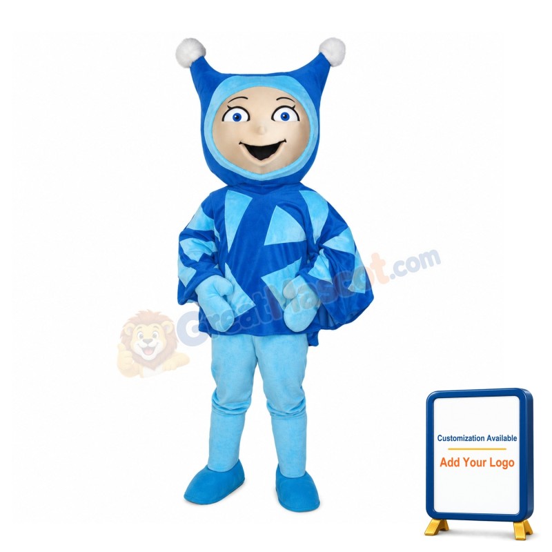 Happy Blue Elf Mascot Costume 
