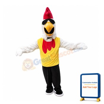 Cool White Rooster Mascot Costume Fancy Dress Animal Mascot Costume