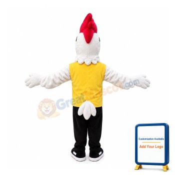 Cool White Rooster Mascot Costume Fancy Dress Animal Mascot Costume