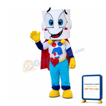 Cartoon White Stock Pot Super Hero Mascot Costume