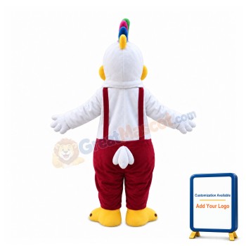 Colorful Cockscomb White Rooster Mascot Costume