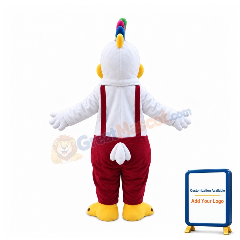 Colorful Cockscomb White Rooster Mascot Costume
