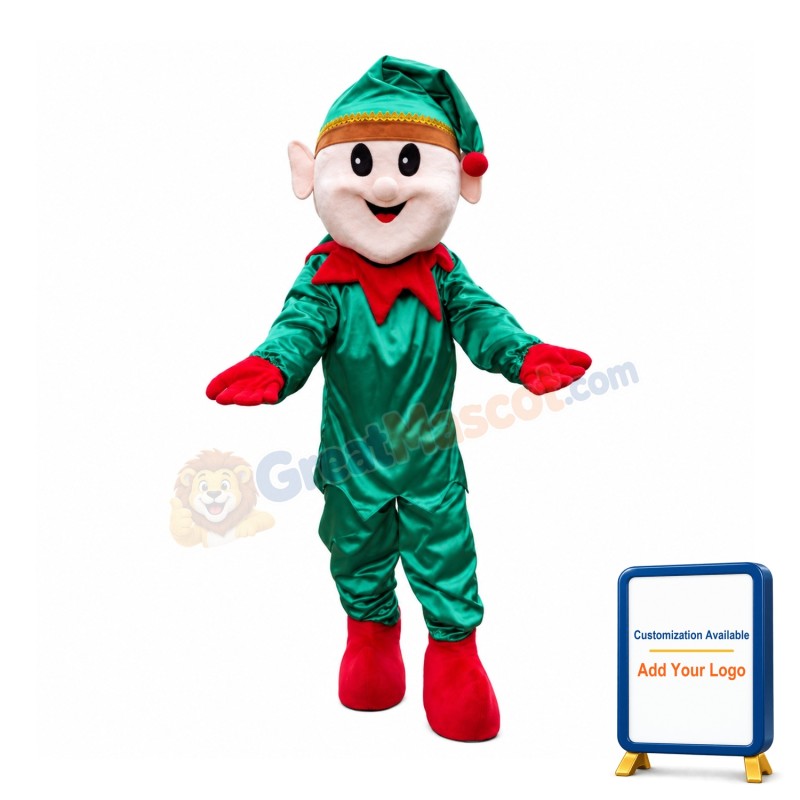 Friendly Christmas Elf Mascot Costume