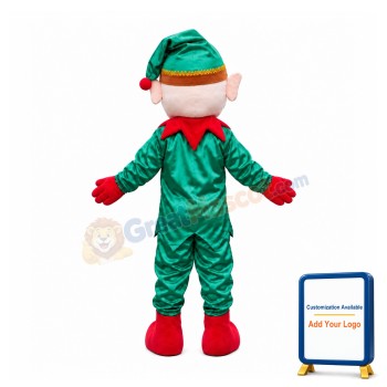 Friendly Christmas Elf Mascot Costume