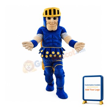 Muscular Blue Knight Mascot Costume