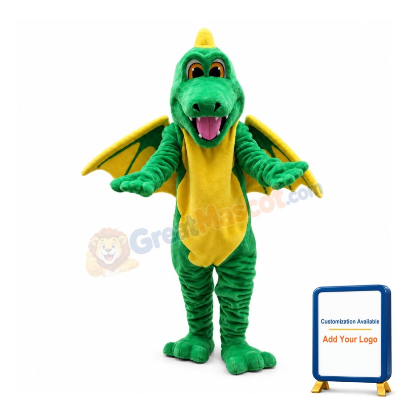Green Flying Dinosaur Mascot Costume