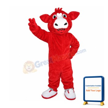 Docile Red Eastern Cattle Mascot Costume 