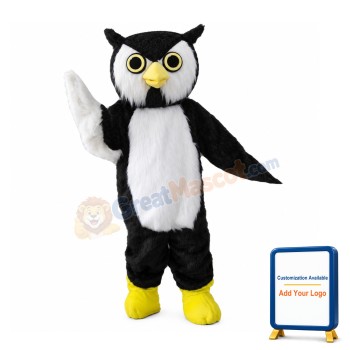 Long Fur Black & White Owl Mascot Costume