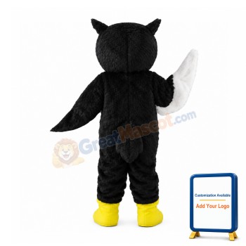 Long Fur Black & White Owl Mascot Costume