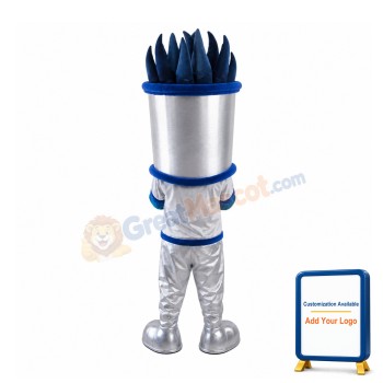 Cartoon Silver Tin Bucket Man Mascot Costume