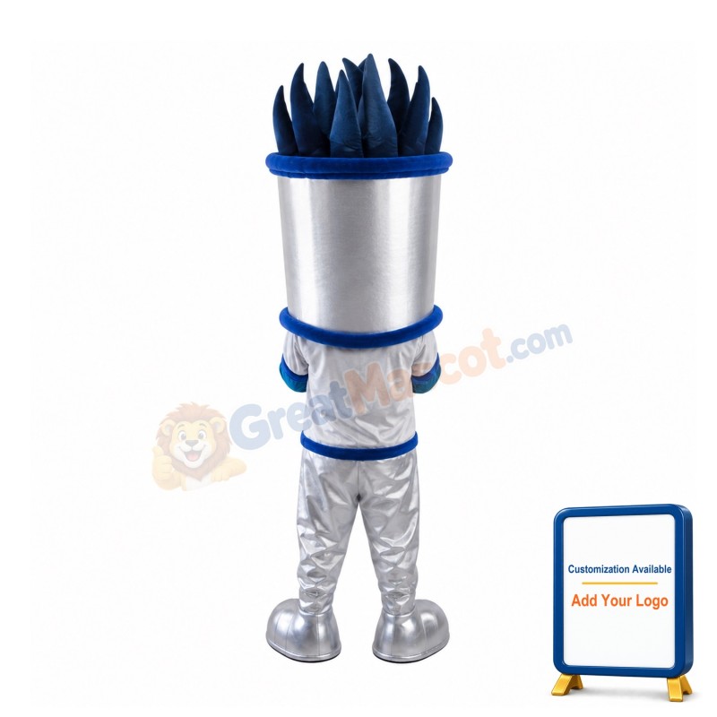 Cartoon Silver Tin Bucket Man Mascot Costume