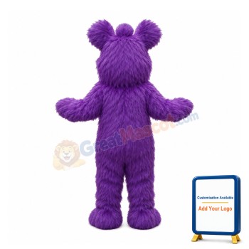Cheering Purple Fur Monster Mascot Costume