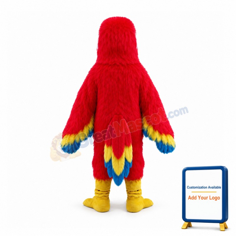Scarlet Macaw Long Fur Mascot Costume