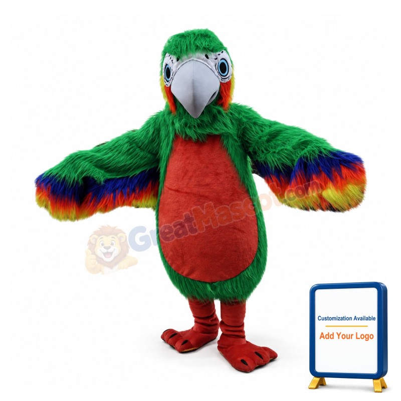 Colorful Parrot Long Fur Mascot Costume