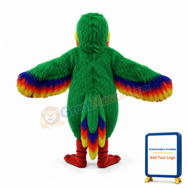 Colorful Parrot Long Fur Mascot Costume