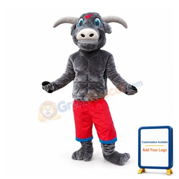 Power Gray Bull Mascot Costume