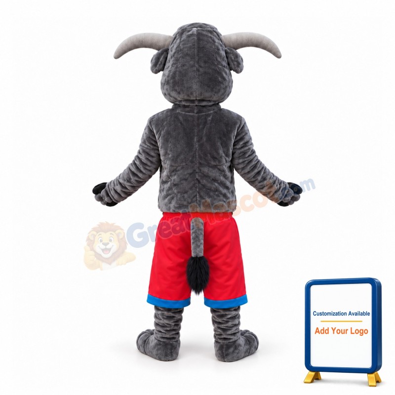 Power Gray Bull Mascot Costume