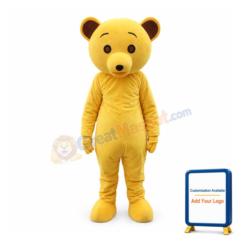 Cute Cartoon Yellow Teddy Bear Mascot Costume