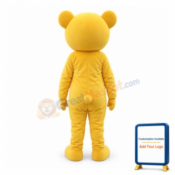 Cute Cartoon Yellow Teddy Bear Mascot Costume