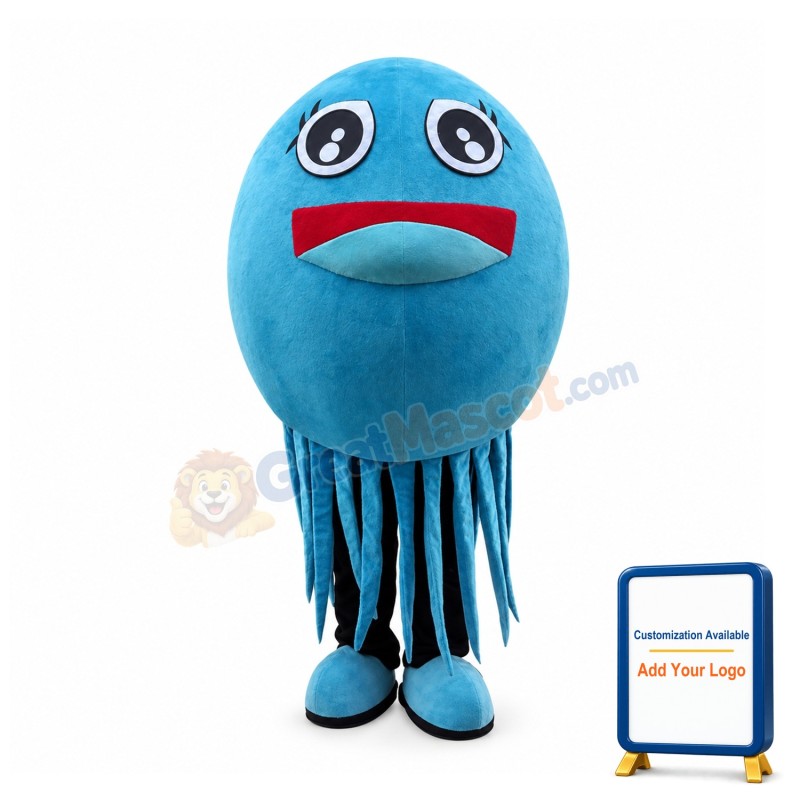 Deluxe Cartoon Blue Jellyfish Mascot Costume