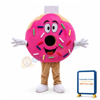 Deluxe Cartoon Pink Donut Mascot Costume