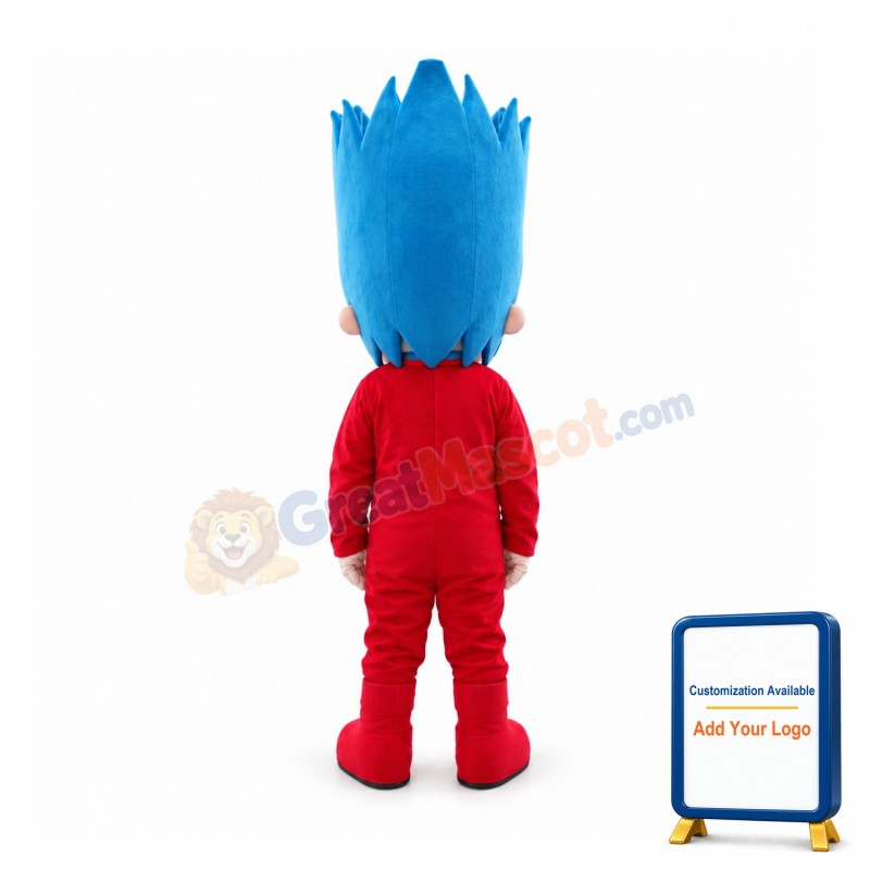 Cool Blue Hair Lightning Little Superhero Mascot Costume