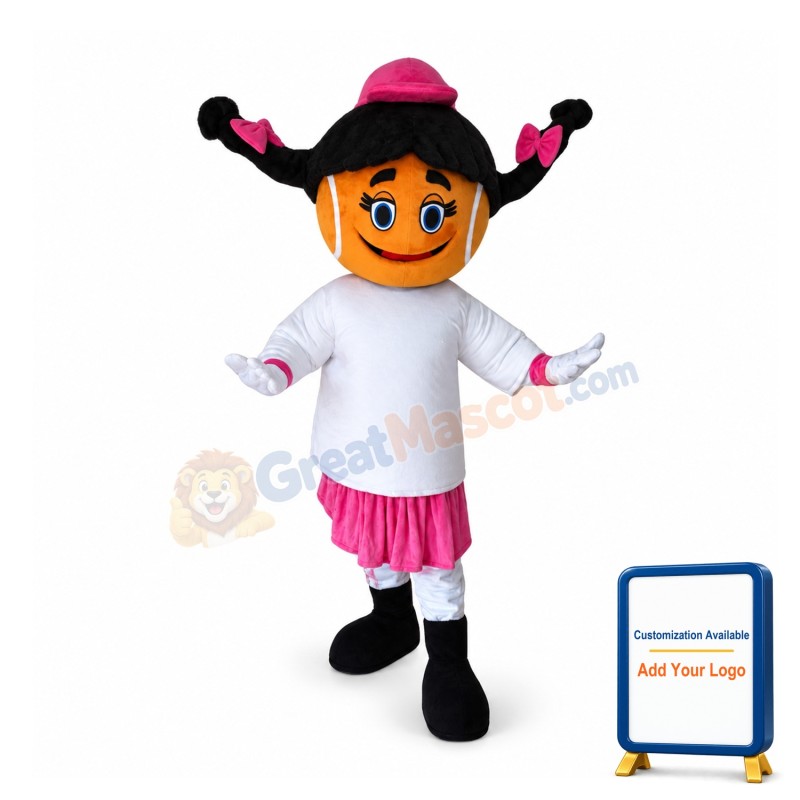Lively Cartoon Tennis Girl Mascot Costume