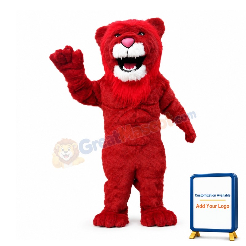 Power Red Lion Mascot Costume
