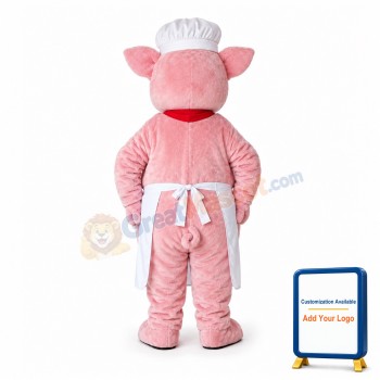 Cute Cartoon Pink Pig Chef Mascot Costume