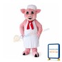 Cute Cartoon Pink Pig Chef Mascot Costume