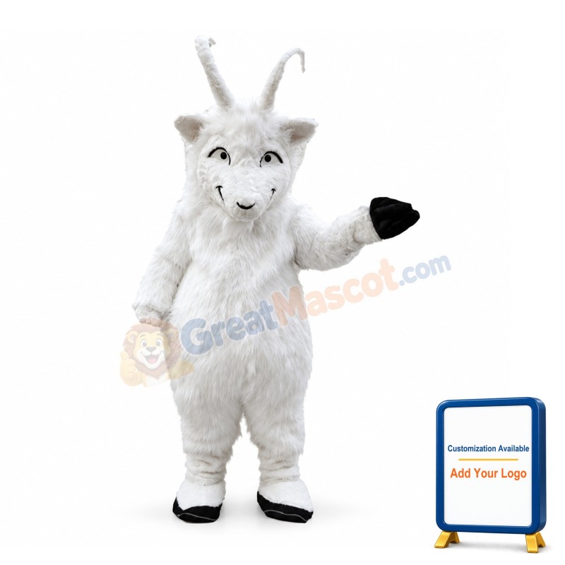 Happy Goat Long Fur Mascot Costume