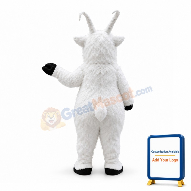 Happy Goat Long Fur Mascot Costume