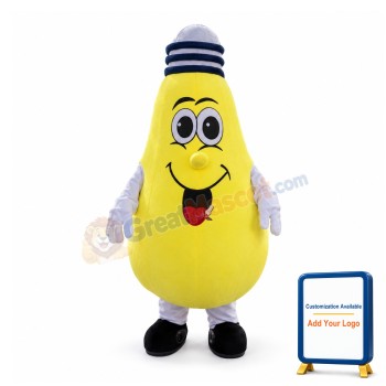 Lovely Cartoon Yellow Light Bulb Mascot Costume 