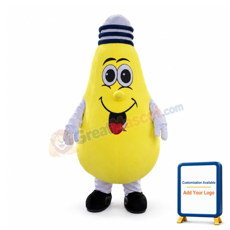 Lovely Cartoon Yellow Light Bulb Mascot Costume 