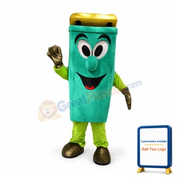 Adult Cartoon Green Trash Can Mascot Costume