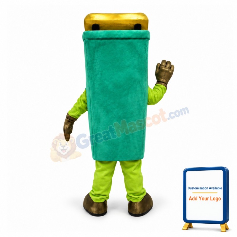 Adult Cartoon Green Trash Can Mascot Costume