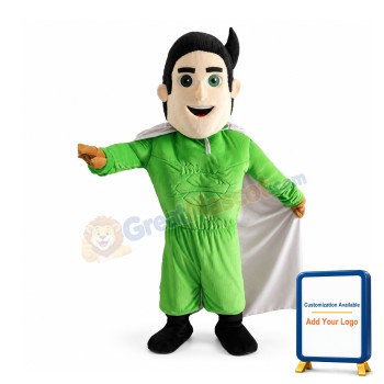 Courageous Green Superhero Mascot Costume