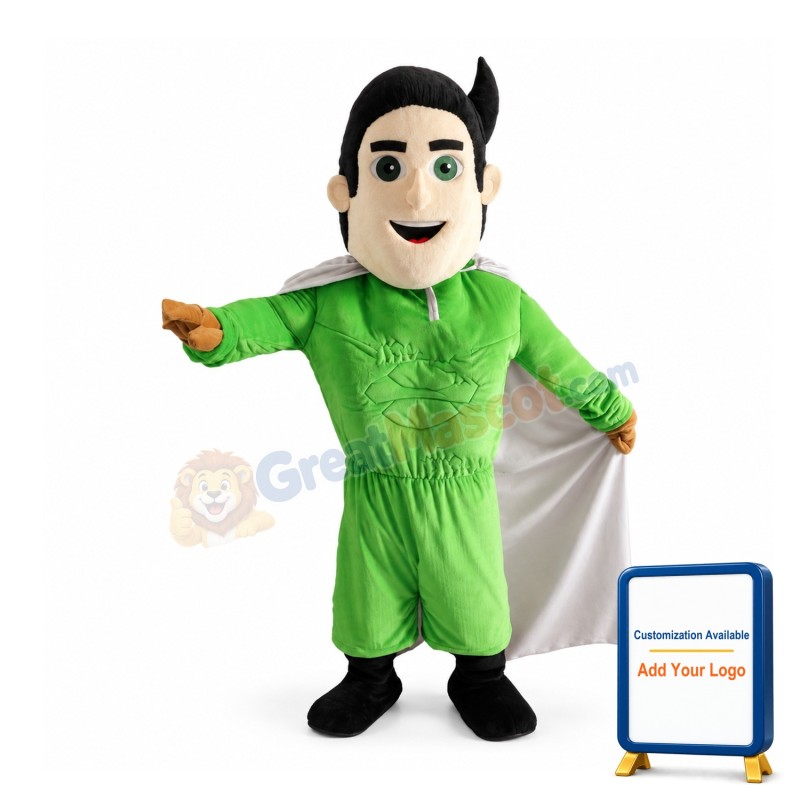 Courageous Green Superhero Mascot Costume
