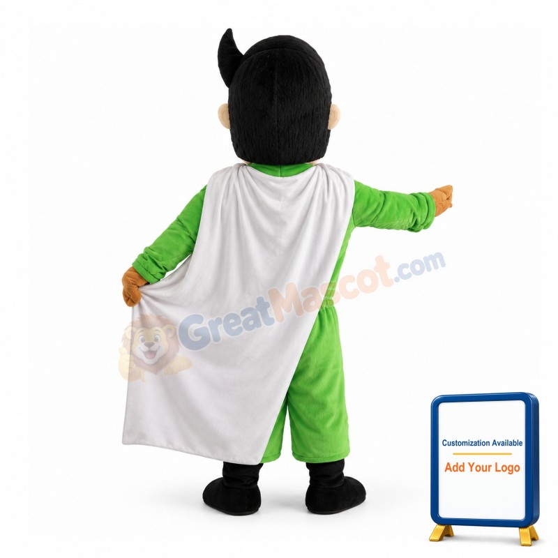 Courageous Green Superhero Mascot Costume