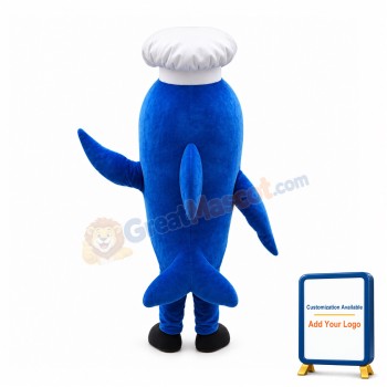 Cartoon Blue Whale Chef Mascot Costume
